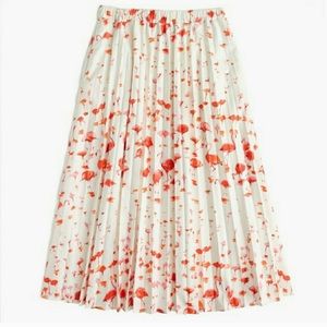 J. Crew Pleated Midi Skirt Flamingo Print Tropical